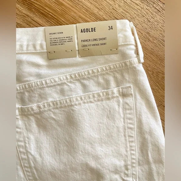 Agolde Parker Long Short White Denim High Rise Size 34 - Picture 10 of 11